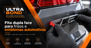 Aplicação de fita dupla face em friso e emblema automotivo