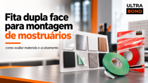Mostruário profissional de amostras e detalhes de montagem com fita dupla face